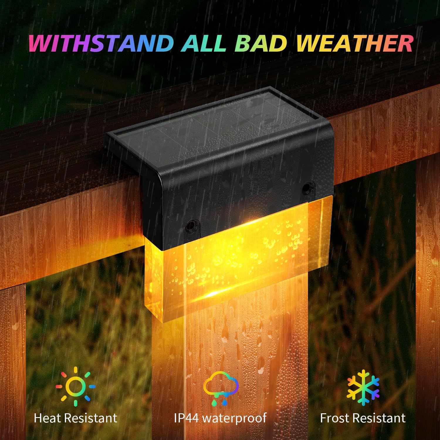 4pc Super Bright Waterproof Solar Deck Lights for Outside Stair Fence Step Pool Backyard Decor Warm White/7 Color — image 3