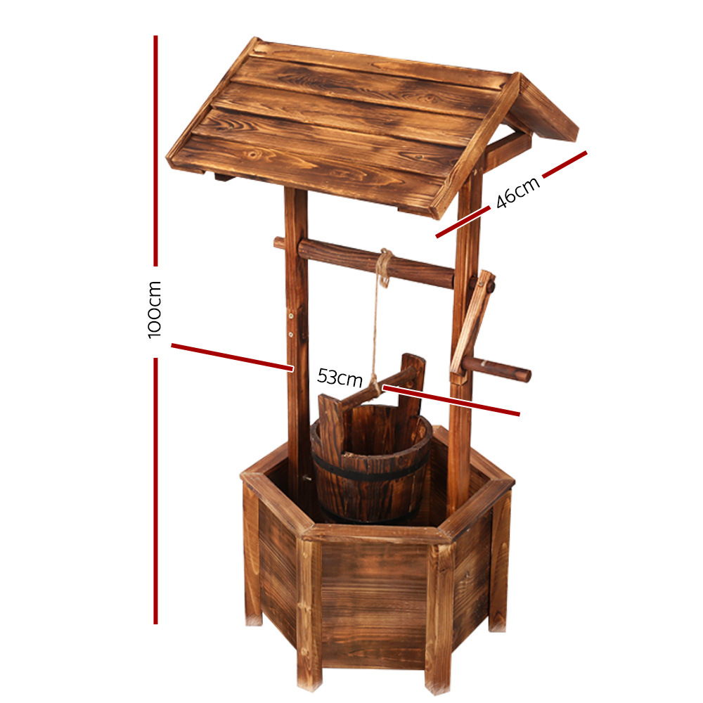 Gardeon Garden Decor Outdoor Ornament Wooden Wishing Well — image 2