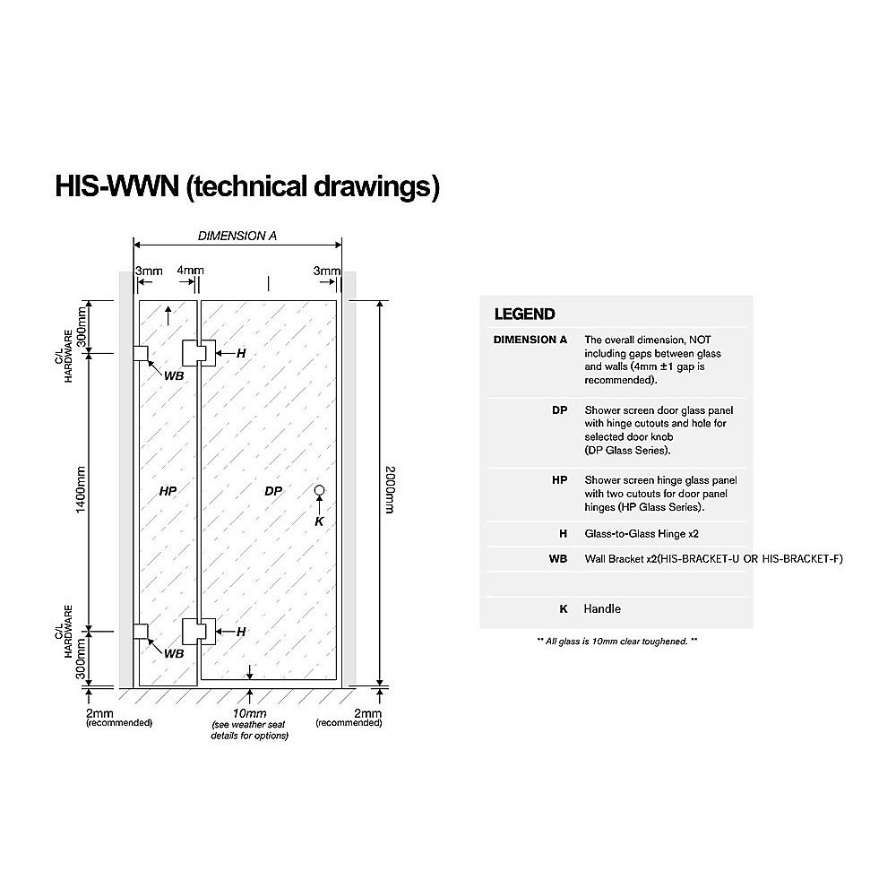 90x70cm Corner Frameless Shower Screen โ Gold Wall Channel with SS Hinges for Modern Bathroom Style โ image 4