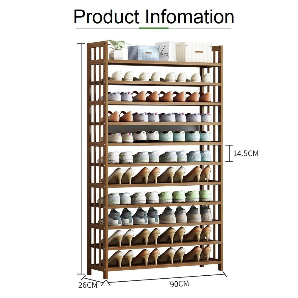 11 Tier Tower Bamboo Wooden Shoe Rack Corner Shelf Stand Storage Organizer — image 6