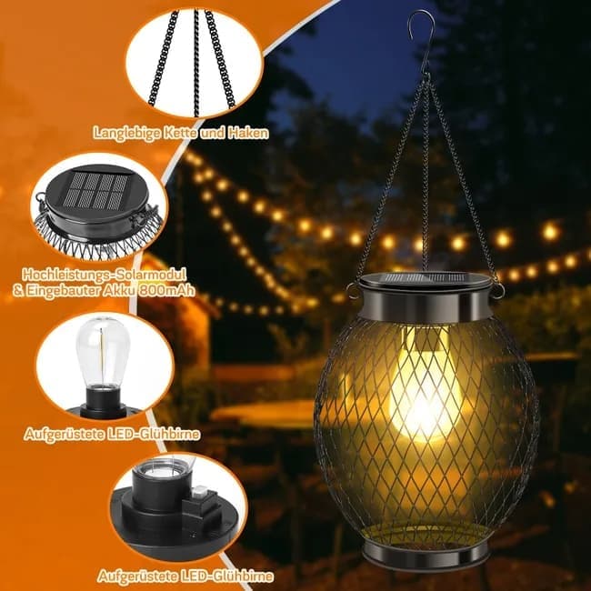 Solar Powered LED Outdoor Lantern with Solar Panel, IP65 Waterproof, for Garden Patio, Compatible with Outdoor Environments — image 2