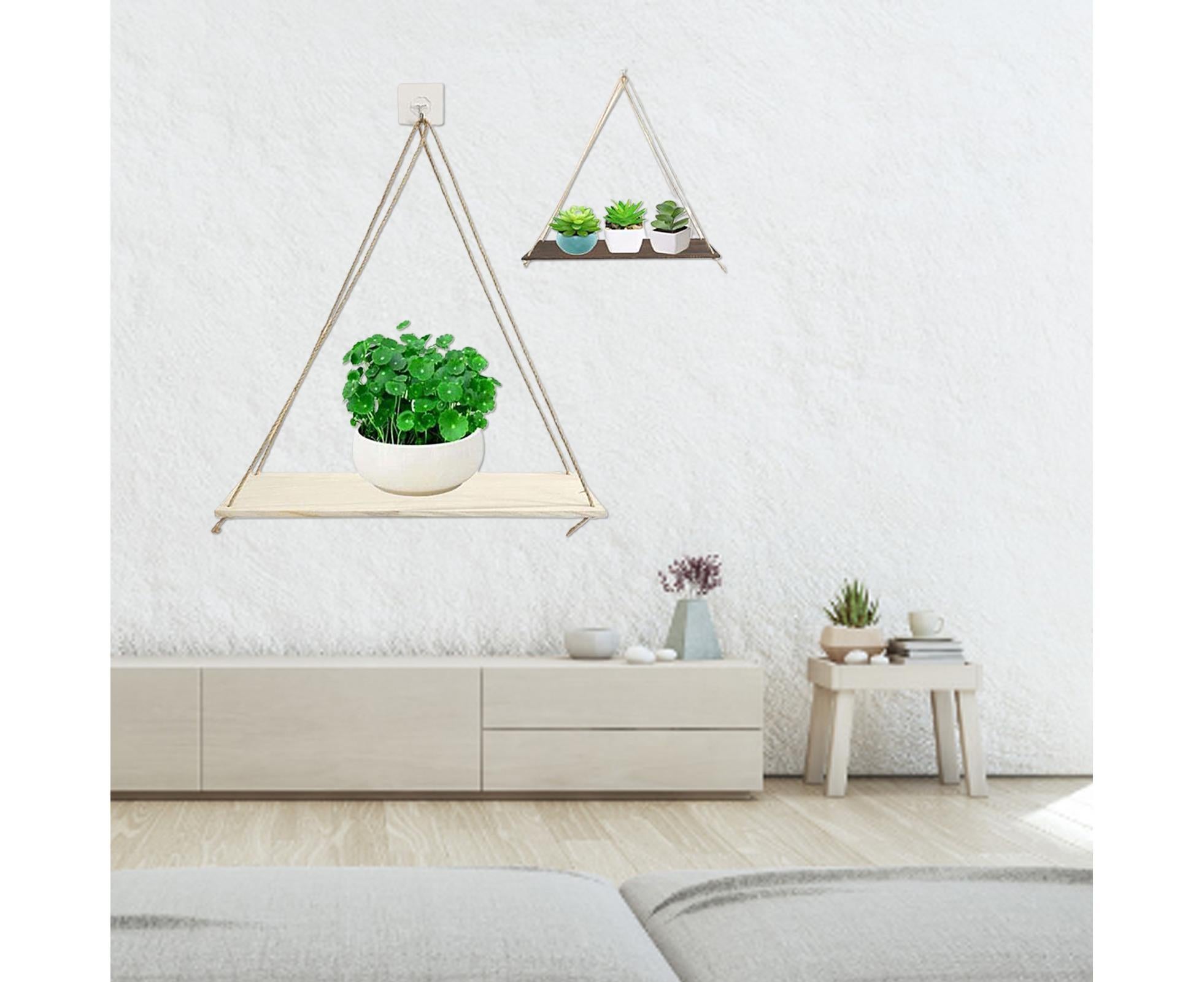 Home Plant Bonsai Photos Frame Wood Window Wall Hanging Shelves Storage Rack- S — image 3