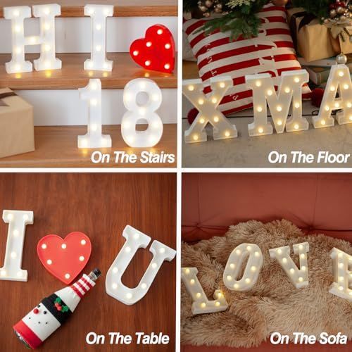 Sign letter Z, warm white, 26 letters, 10 numbers, heart and & symbol; for birthday, party, home, bar, wedding decoration; DIY word combinations; wal — image 6