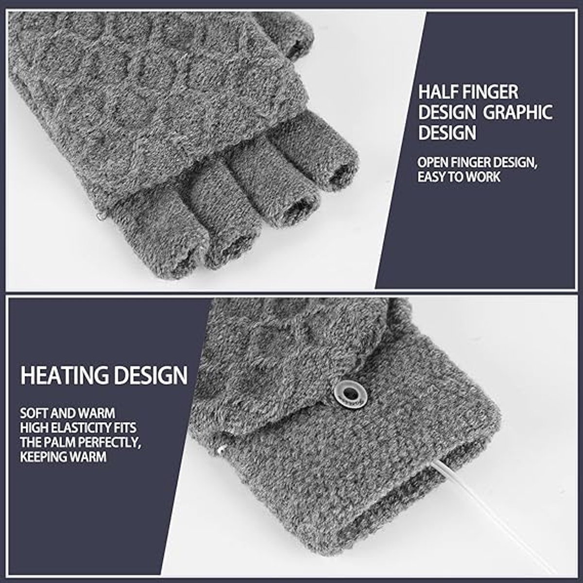 2 Pairs USB Heated Gloves - Electric Heating - Double-Sided Heating - Knitted Heated Gloves - Warm Winter Gloves - Gloves with Heating - Gloves - Winter — image 4