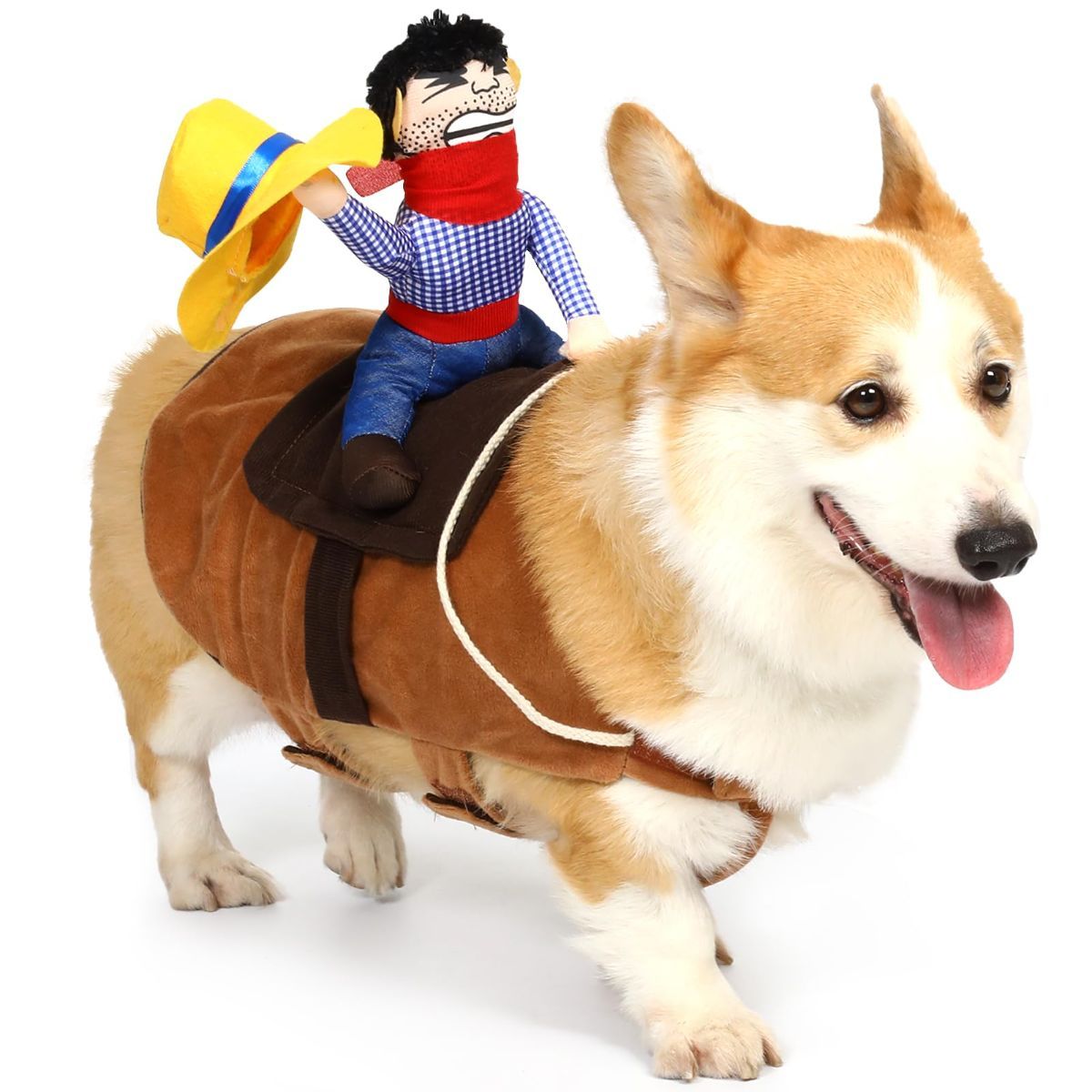 Cowboy Rider Dog Costume - Halloween Dog Costumes for Large Dogs | Breathable Material | Knight Style with Doll and Hat for | for Shepherd, Husky, Shiba Inu