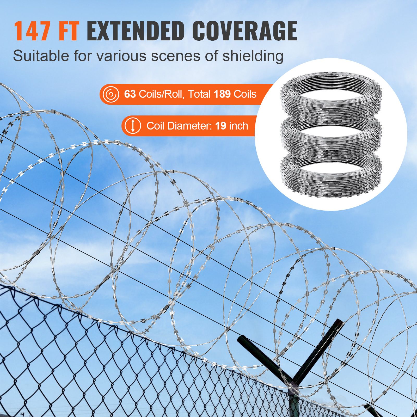 Razor Wire Razor Barbed Wire 147ft 3Rolls Razor Wire Fencing Double Spiral โ image 5