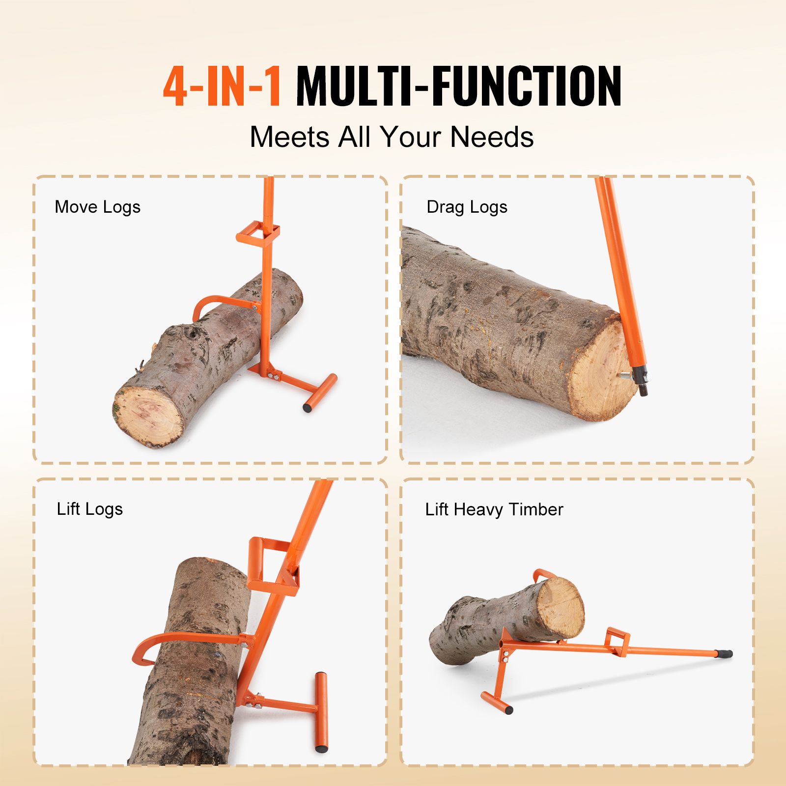 Timberjack, 46.5 in, 4 in 1 Heavy Duty Steel Log Lifter, Multifunctional Log Roller Adjustable Cant Hook, Logging Tools Log Jack, Forestry Multitool for β image 2