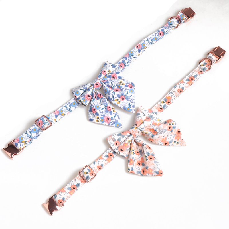 2pcs Pet Collar Dog Collar with Bow Tie and Flower Kitten Collar Breakaway Cat Bowknot Collar Small Puppy Collar Pet Bow Tie — image 4