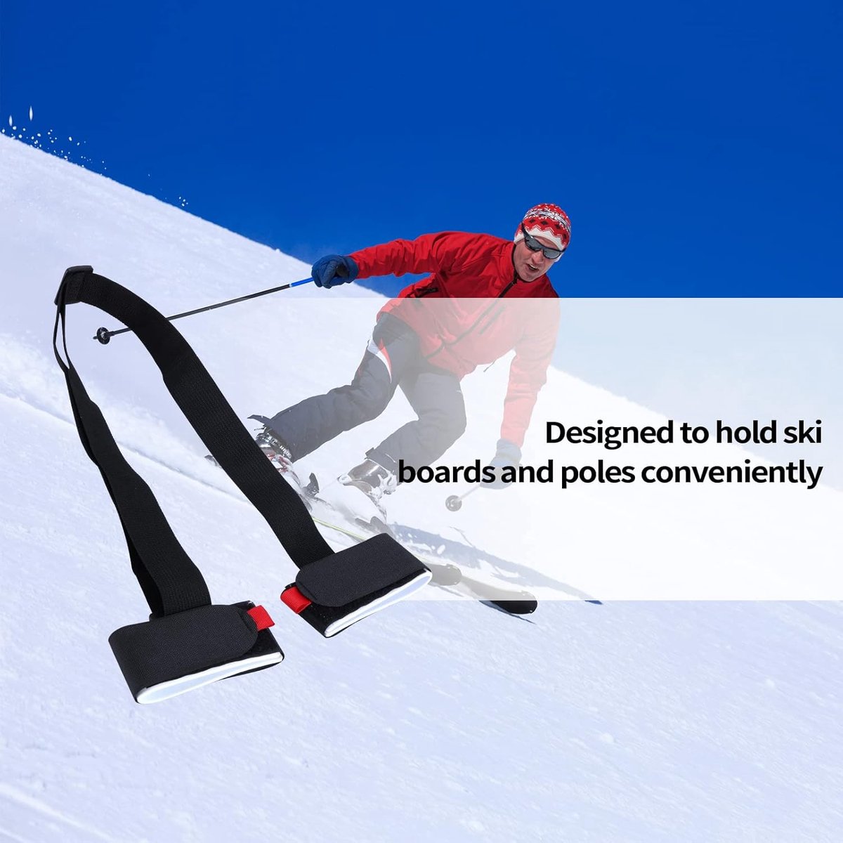 2 x Adjustable Ski Carrier - ski carrier straps - Ski accessories - Snowboard straps - Ski carrying strap - Winter sports ski carrying strap - Ski straps โ image 2