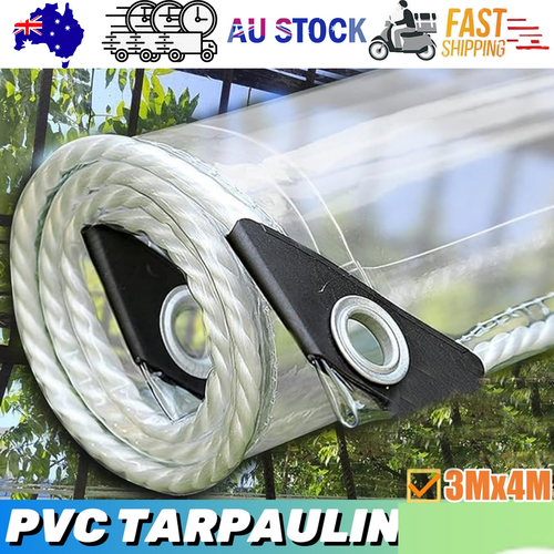 420GSM Heavy Duty Clear PVC Tarpaulin Cloth Transparent Tarps Grommets 3X4M — image 5