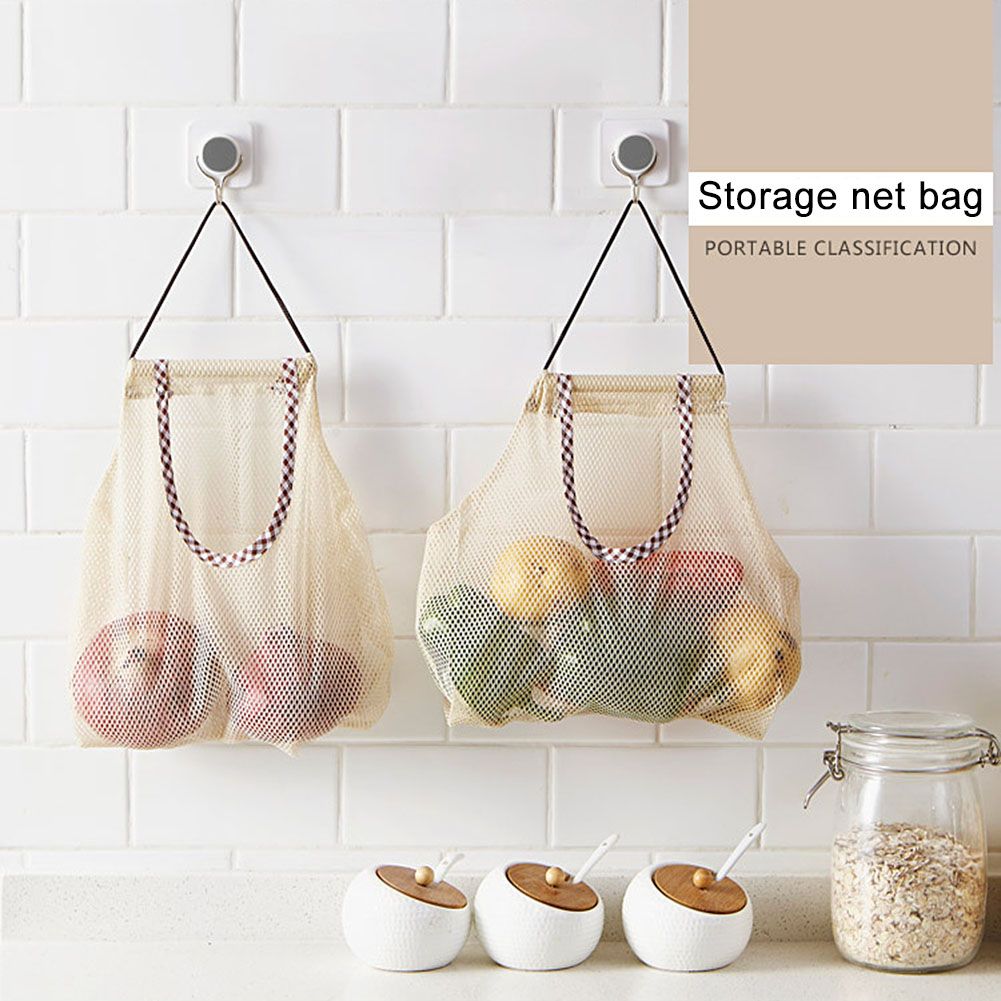 3Pcs Fruit Hanging Mesh Storage Bags for Potatoes Onions Vegetables Reusable Net Storage Tote Bags โ image 3