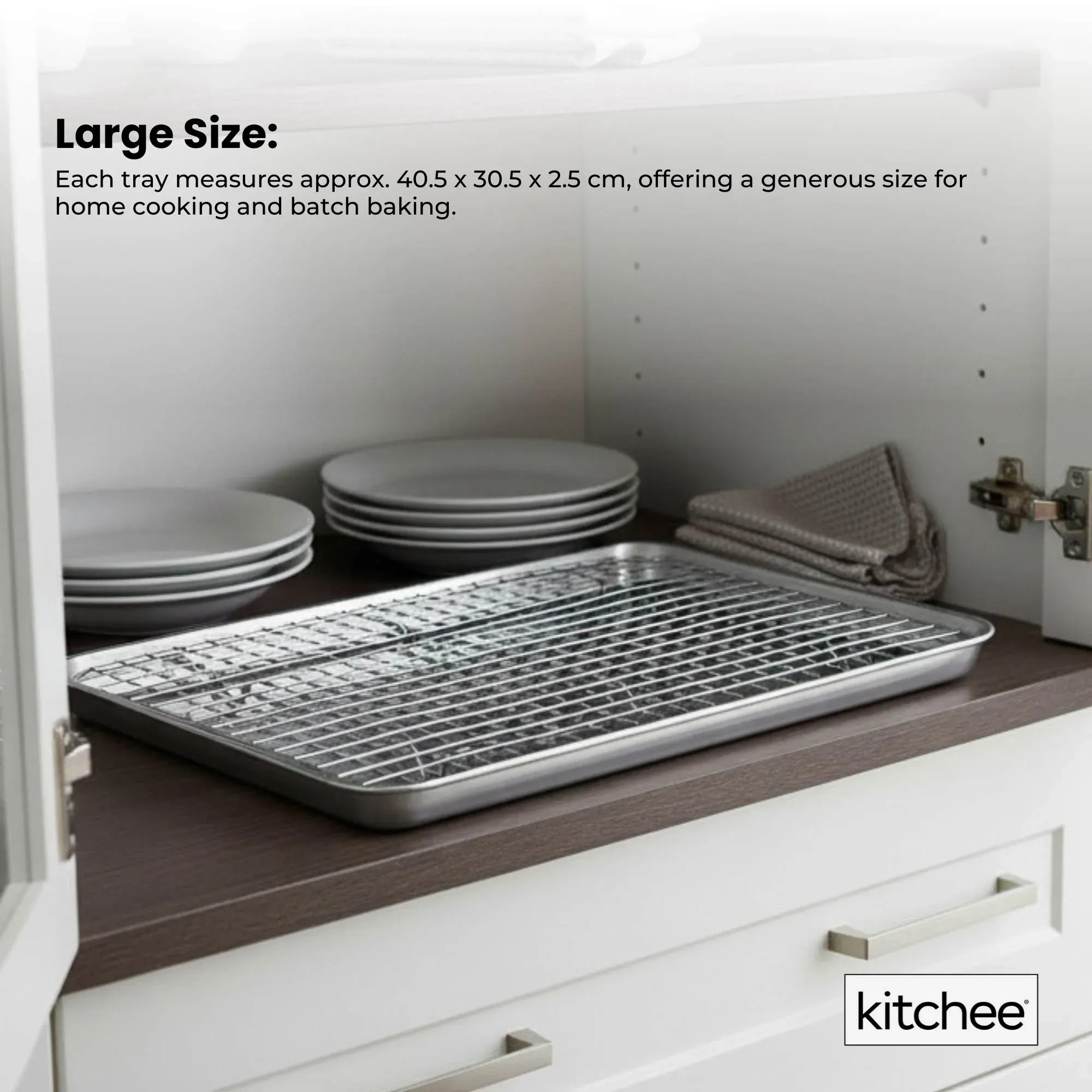 Kitchee 40.5 × 30.5cm Oven Baking Tray + Cooling Rack 4 Piece Stainless Steel — image 6