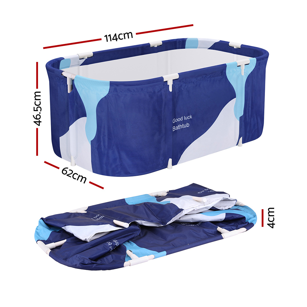 Weisshorn Foldable Bathtub PVC Spa Bucket Inflatable Cushion 114x62cm Navy Blue โ image 2
