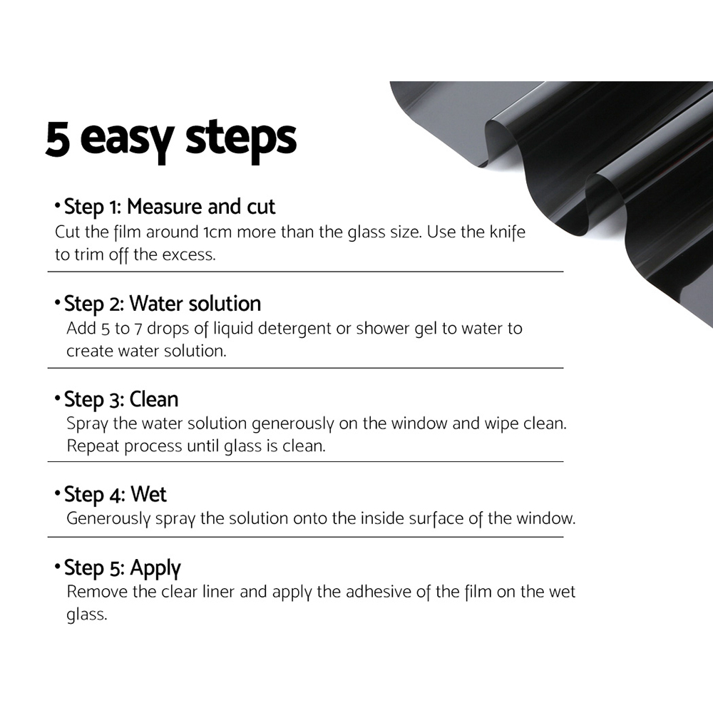 Giantz Window Tint Film Black Roll 5% VLT Home House 100cm X 30m Tinting tools โ image 6