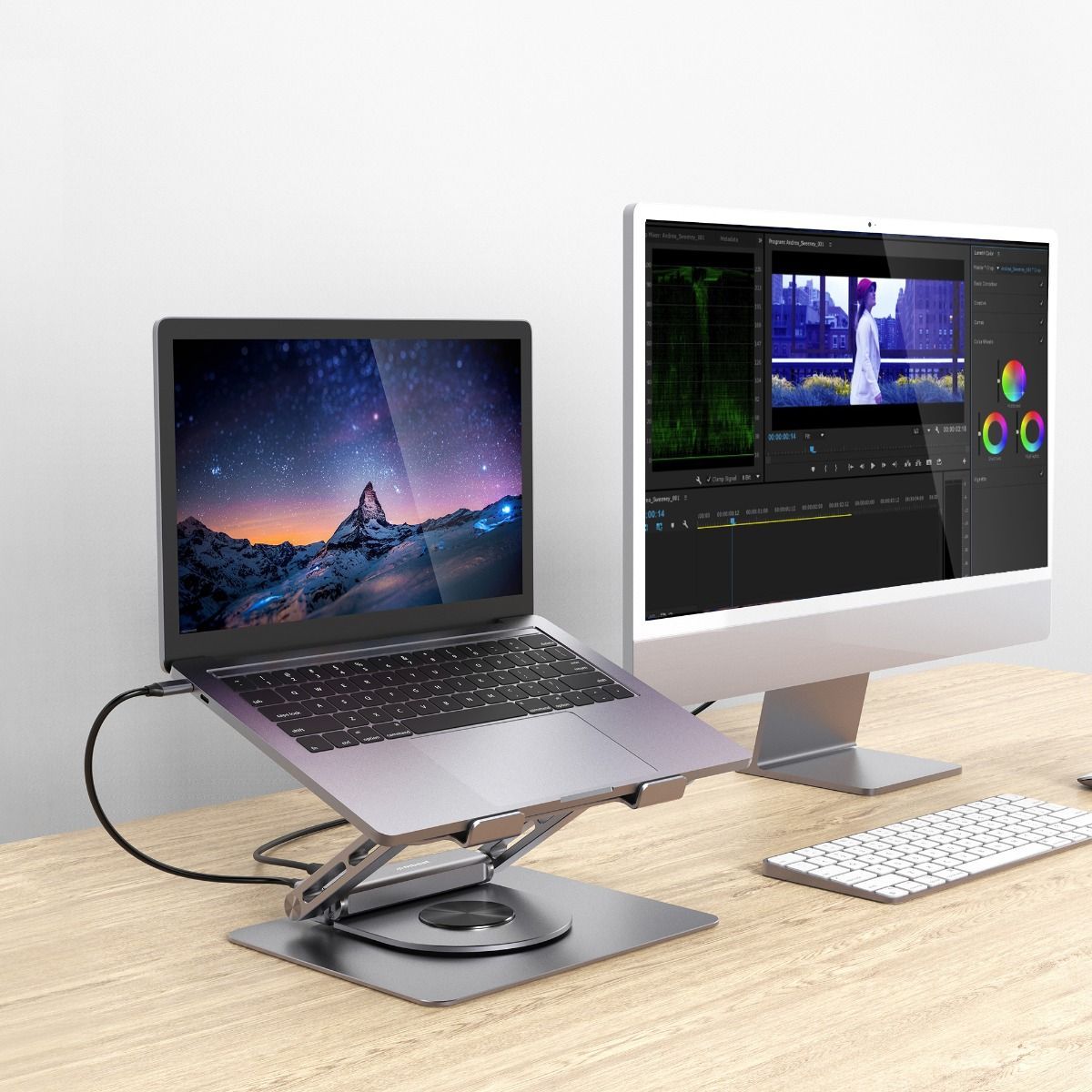 mbeat Stage S12 Rotating Laptop Stand with USB-C Docking Station - Space Grey โ image 4