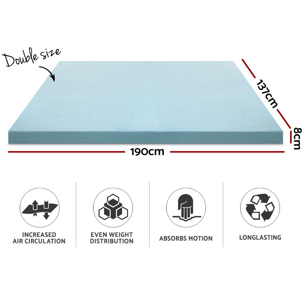 Giselle Bedding Memory Foam Mattress Topper Cool Gel 8cm Double โ image 2