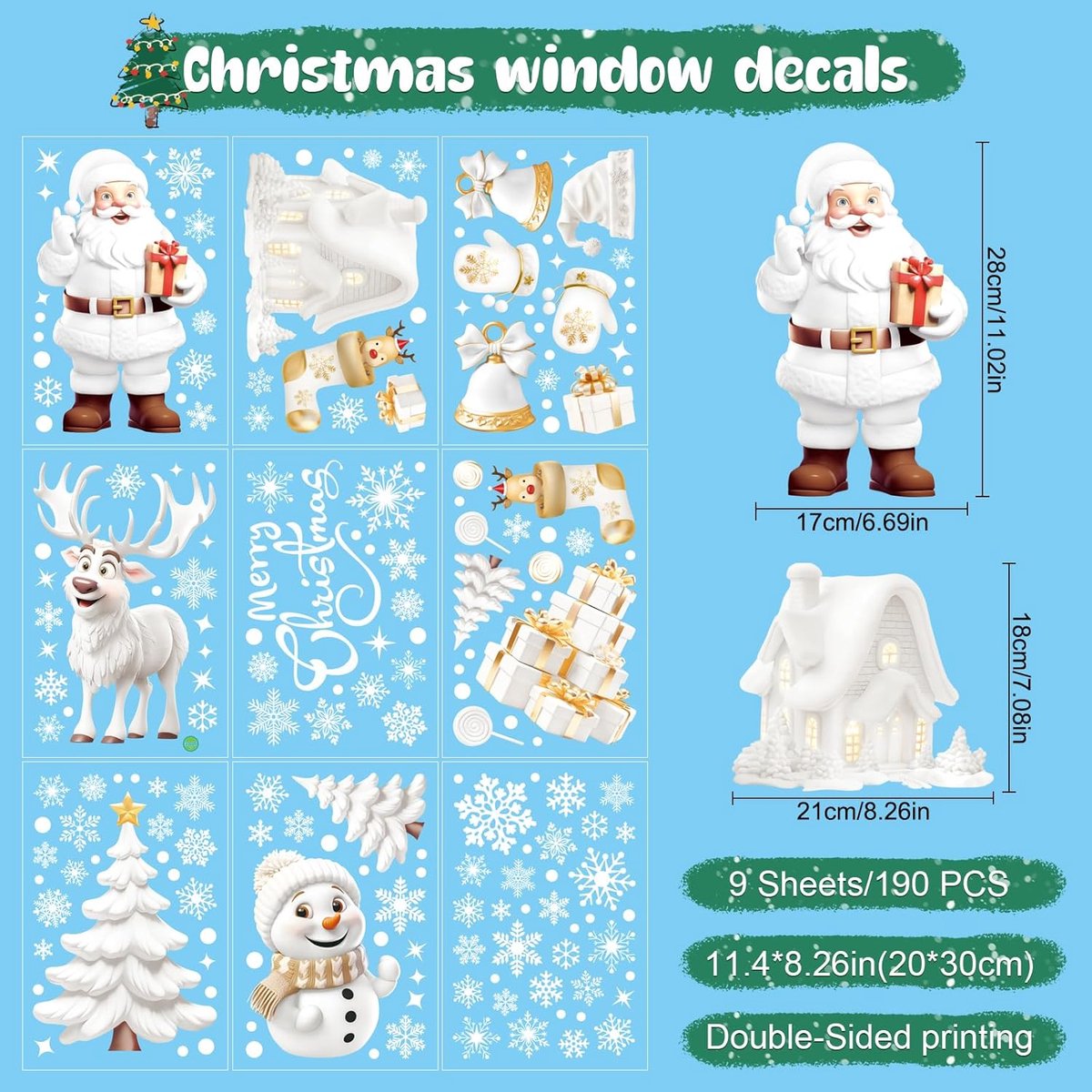 Christmas window stickers - 9 pieces - Window Decoration Stickers - Window Decoration Christmas - Christmas Decoration - Christmas Stickers - Window Stickers — image 4