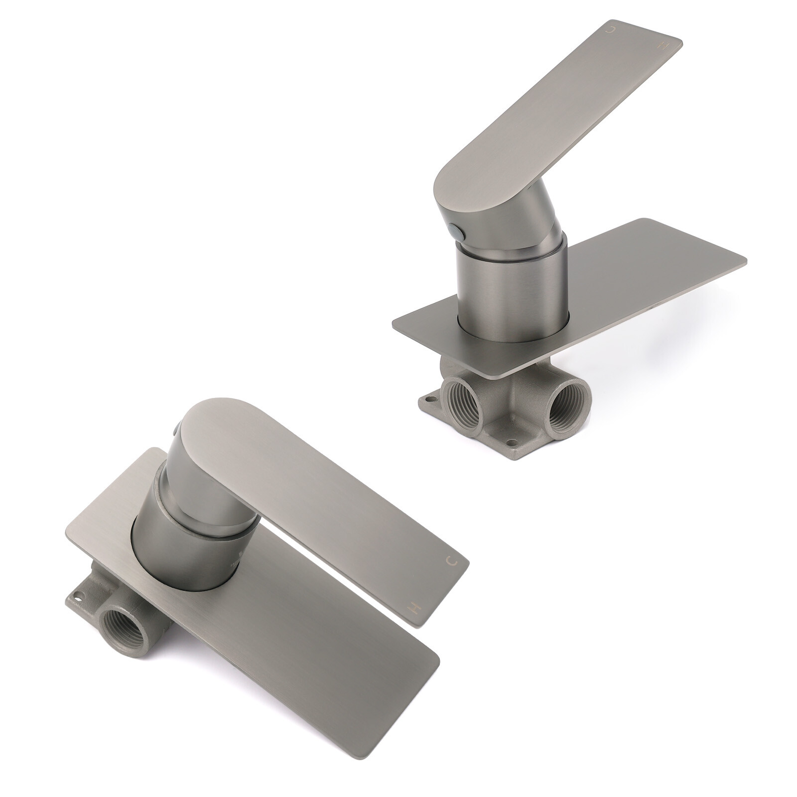 Gun Metal Rectangle Wall Shower Mixer Hot Cold Tap Set Ceramic Cartridge Valve — image 3
