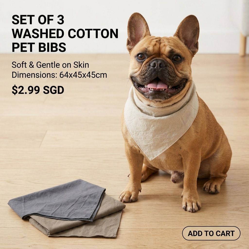 Hapet Dog Triangle Scarf Polyester Solid Color Three off-white sheets 64*45*45CM โ image 4