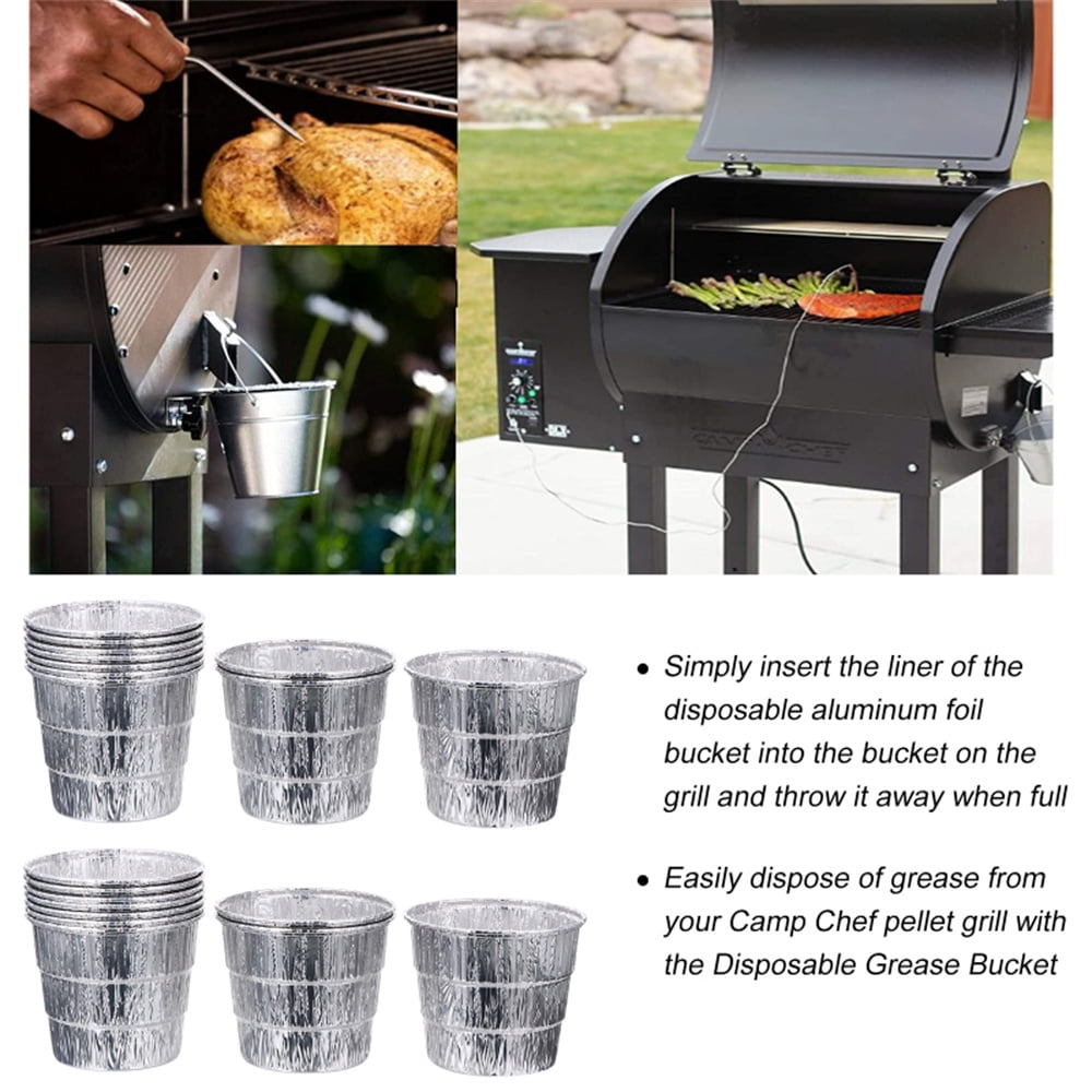 Grill Bucket for Grease, Grease Bucket with 12 Pcs Drip Grease Liners, Grill Smoker Bucket, for Camp Chef, for Traeger 20/22/34 Series, Pit Boss, Pellet β image 5