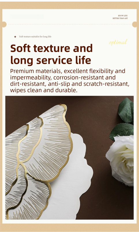 4-Pack Sliver & Grey Luxury Bronzing Floral Heat-Insulated Placemats - Peony Style Anti-Slip & Waterproof PVC Table Mats(38x38CM) — image 3