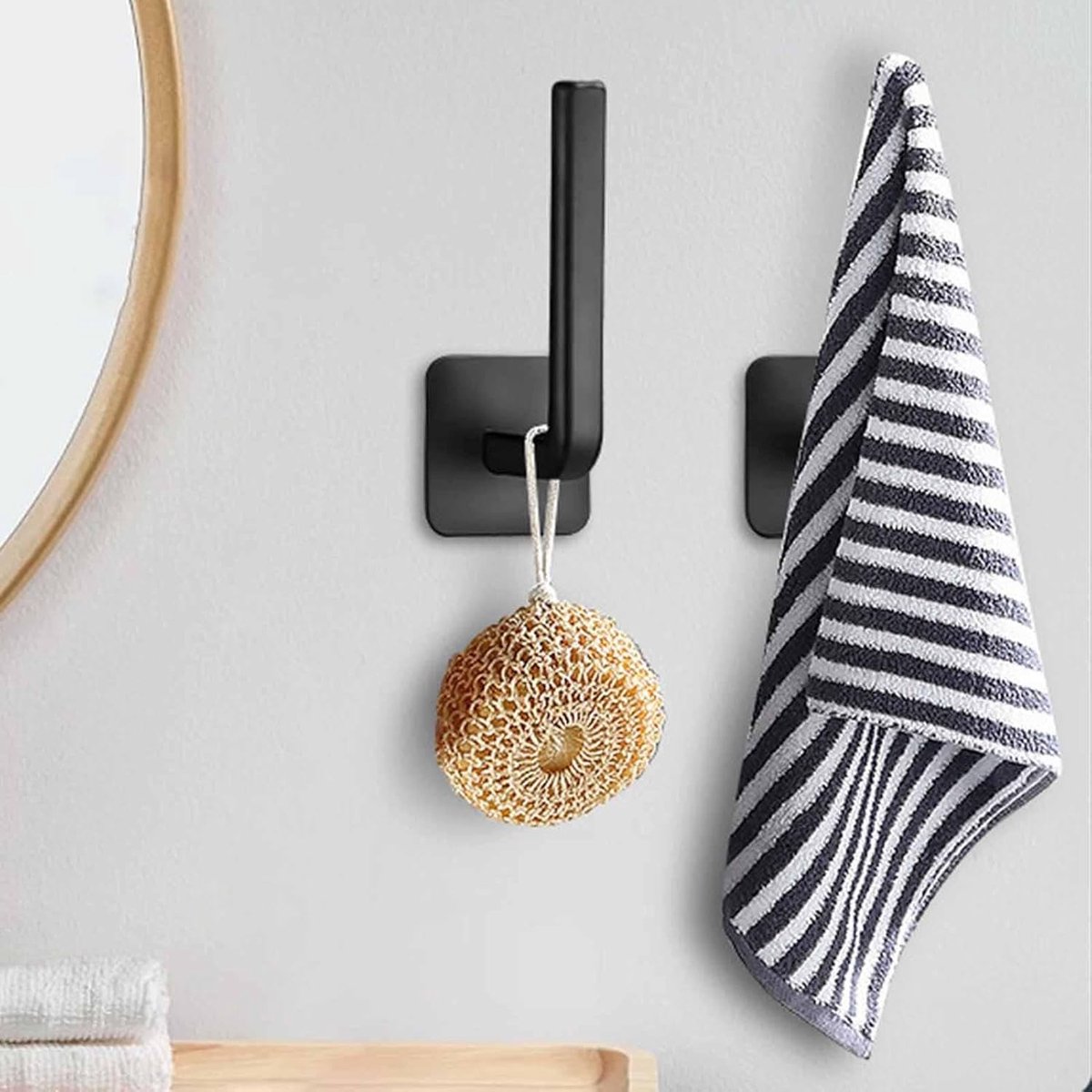 Wall Coat Rack - 4 Pieces - Wall Hook - Self-Adhesive Hanging Hook - Towel Hooks - Coat Hook - Single Hook - Metal Wall Hook - Coat Hook Tape - No Drilling — image 2