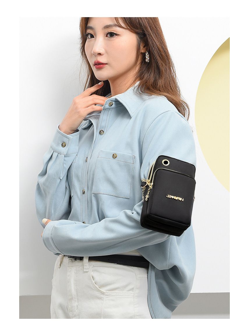 Lightweight Phone Crossbody Bag - Waterproof Oxford Shoulder Bag for Women - Casual Slim Sling Purse for Travel Daily Commute - Black โ image 2
