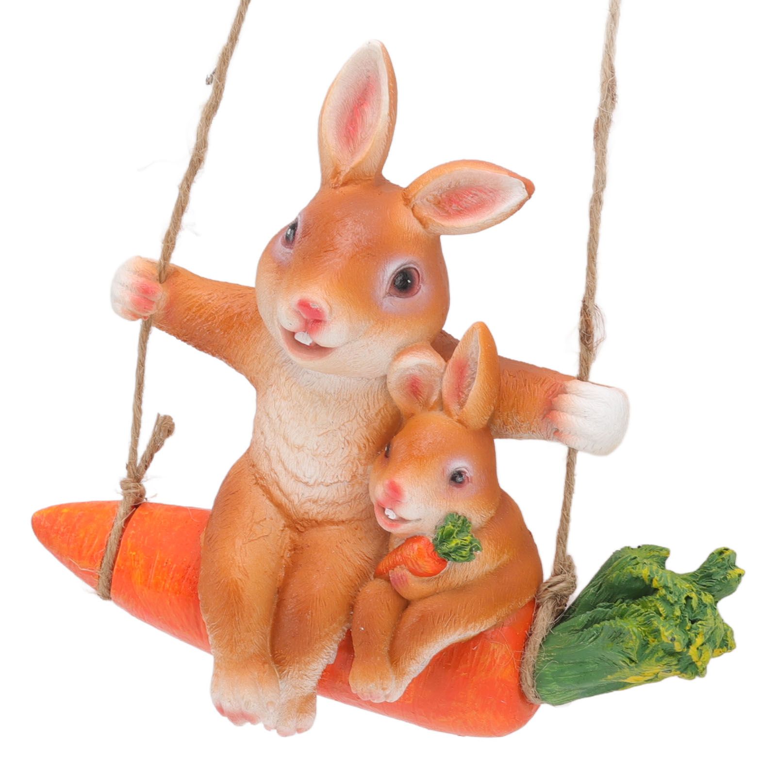 Ornament Brown Rabbit Carrot Swing Resin Modern Delicate Garden Home Decoration Gifts — image 4