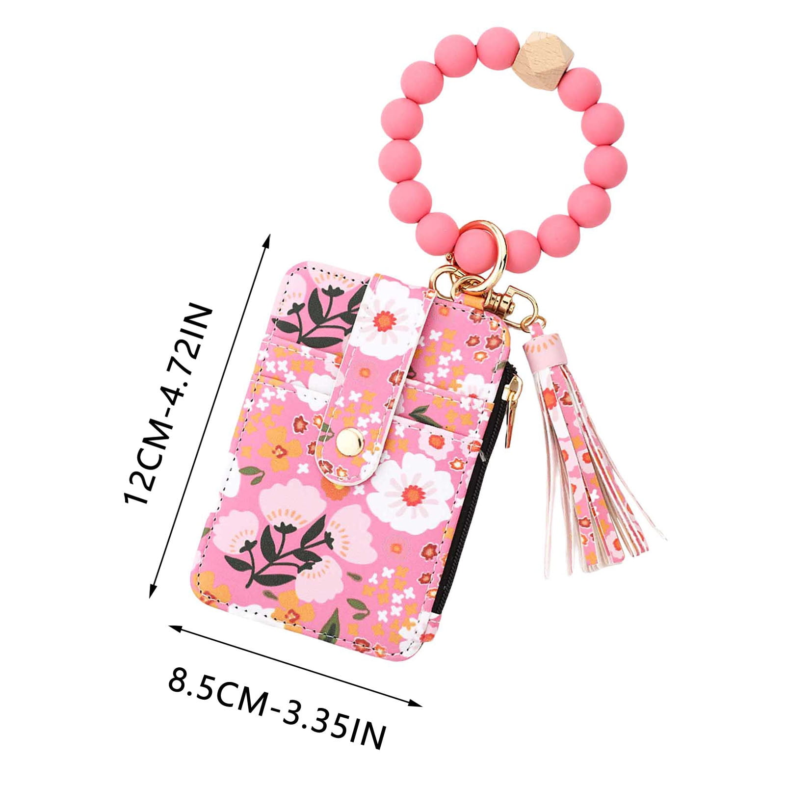 Wallet Women, Wallet Keychain Wristlet for Women, Slim Credit Card Holder Wallet, Fashion Tassel Keychain Bangle Key Ring Purse for Women ( 18 Kinds of Prints — image 3