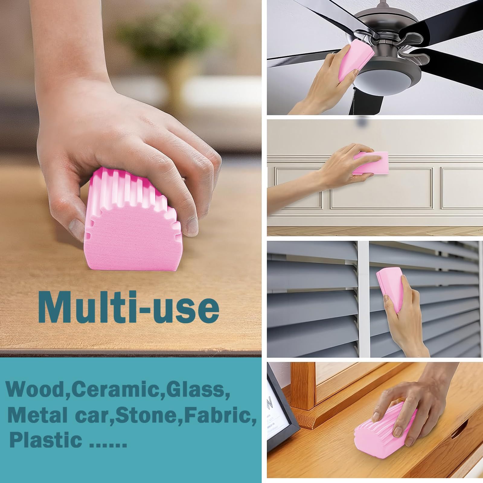 4pc Damp Duster Sponge Magical Eraser Sponge Damp Clean Duster Sponge with Ridges Household Cleaning Sponge — image 3