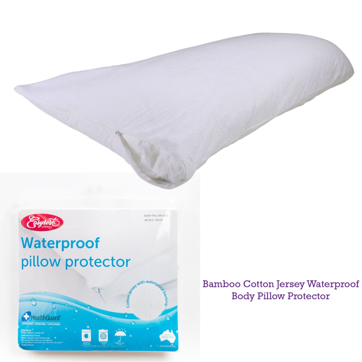 Easyrest Bamboo Cotton Jersey Waterproof Body Pillow Protector โ image 2