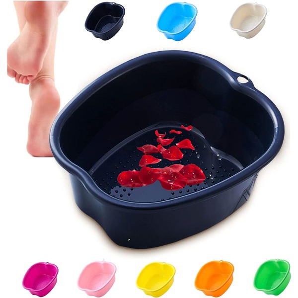 Large Foot Bath Bowl Thickened Solid Plastic Foot Basin Soaking Basin Foot Bath Foot Therapy Healthy Detoxification Relaxation (Black) black