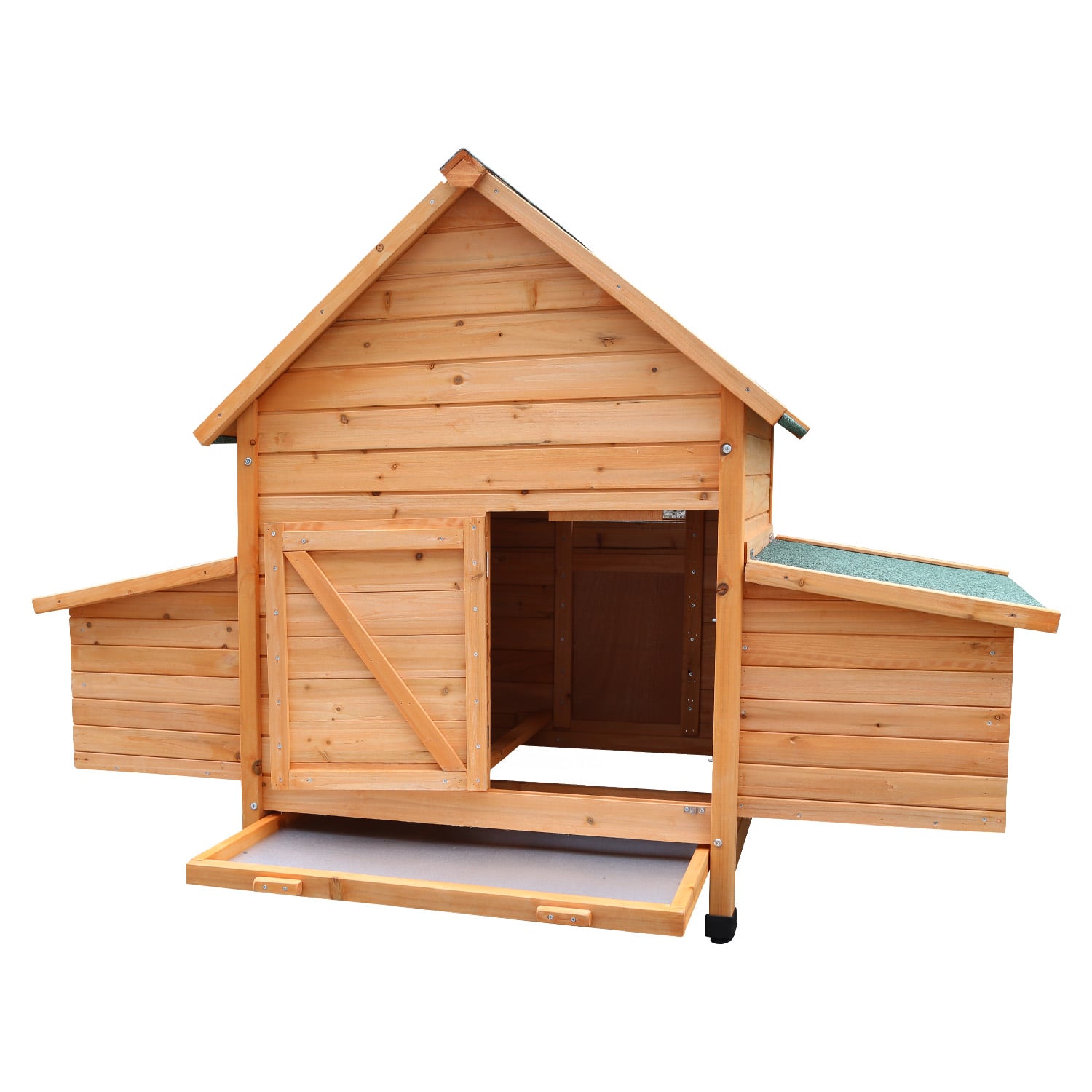 Furtastic Wooden Chicken Coop & Rabbit Hutch Weatherproof Outdoor Pet House 2 Nesting Boxes Ramp Pull Out Tray — image 4