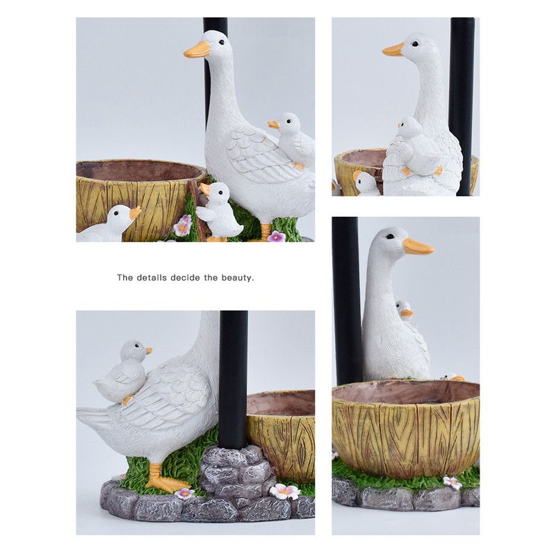 Creative Cute Duck Resin Flower Pot Solar Outdoor Light, Courtyard and Garden Decorative Ornament—Retro Lawn Ambiance Night Light, Multifunctional Flower Pot — image 3