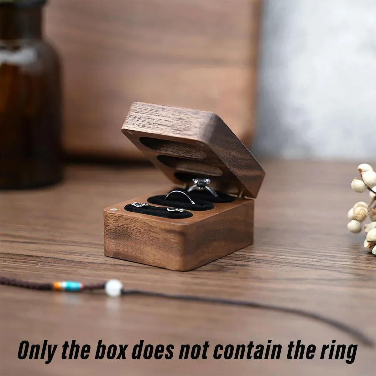 Wooden Ring Jewellery Box High Storage Box with Three Compartments for Rings โ image 5