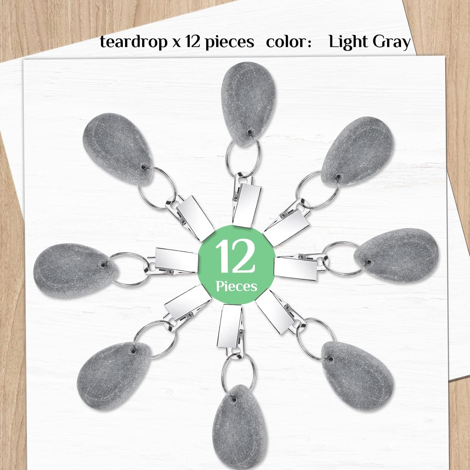 12 Pcs Tablecloth Weights Tablecloth Pendant Teardrop Shape Table Cover Weights with Metal Clips for Outdoor Picnic Garden Dinner Table Cover Decoration(Light — image 2