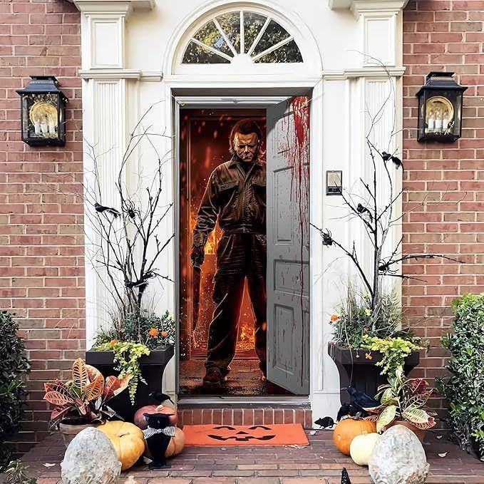 Halloween Scary Ghost Door Cover Decorations Indoor, 3D Door Cover for Halloween Decorations, Scary Home Party Supplies Front Room Decor - Multi-color — image 5