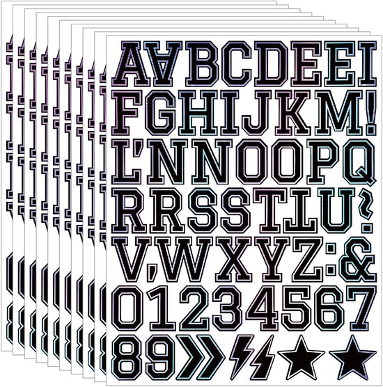 Letter stickers - 10-sheet vinyl letter stickers - 1.5-inch self-adhesive alphabet and number stickers - waterproof - suitable for mailboxes, windows, doors