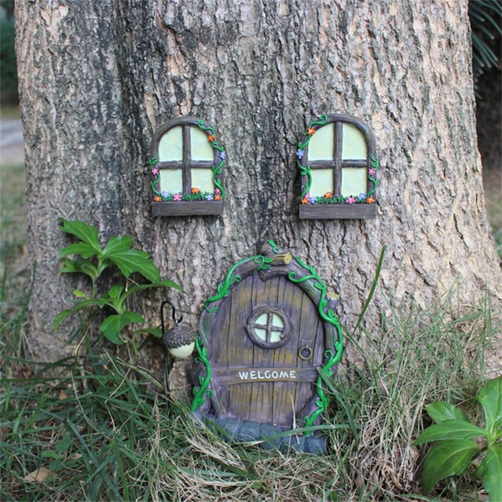 Miniature Fairy Tree Decorations Fairy Door And Window Set Luminous Door And Window Ornaments โ image 2