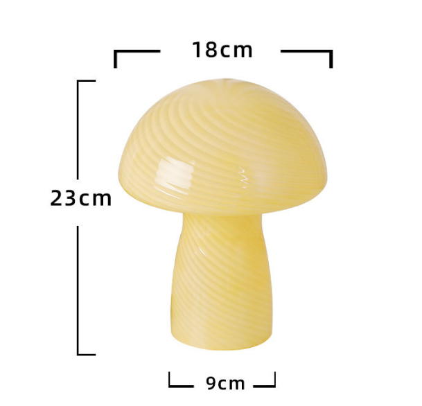 Stripe-Pure Grey-white Retro Swirl Glass Mushroom Table Lamp - LED Bedside Night Light — image 2