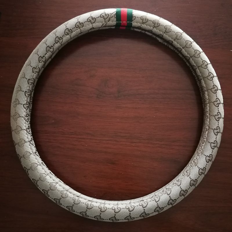 Steering Wheel Cover Linen 38cm All Season Coffee brown linen cool straight stripe steering wheel cover