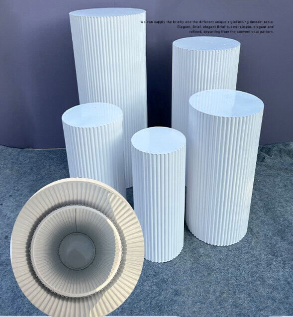 5x Metal Wedding Plinths Cylinder Pedestal Stand Ripple Cake Dessert Display — image 2