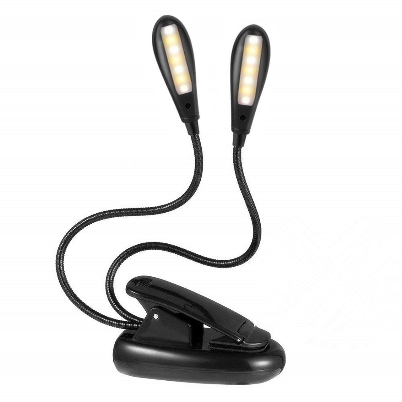 Reading Light Rechargeable Book Light with Clip On Lamp with Flexible Goose Neck, Perfect for Music Stand,Travel