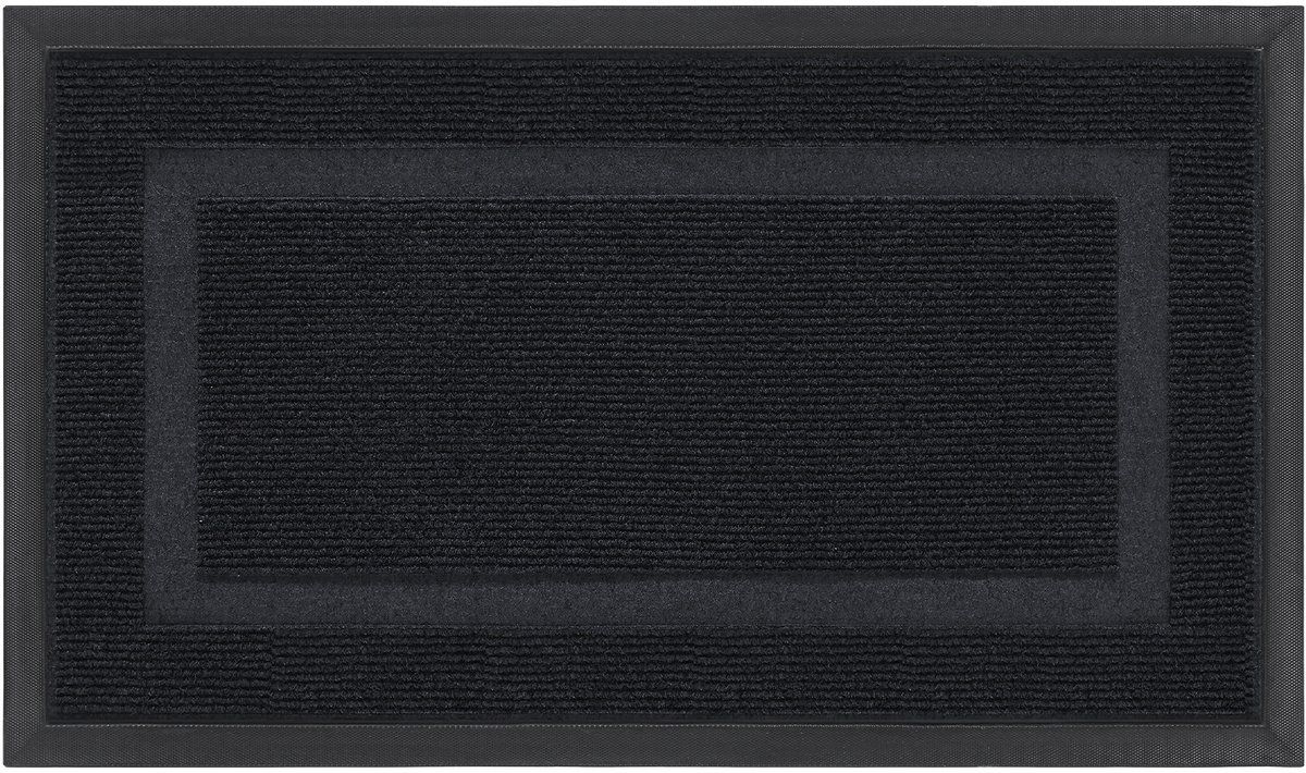 Indoor Outdoor Doormat, Rubber Non-Slip Entrance Mat for Scraping Mud, Sand and Dust from Shoes, Low Profile, 43 x 75 cm, Black — image 2