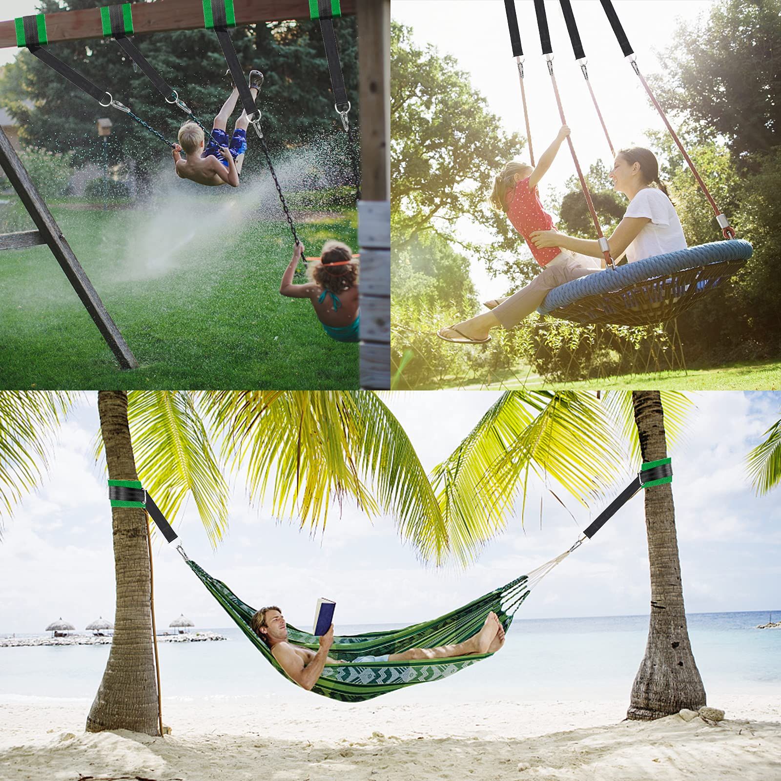 Tree Swing Straps Hanging Kit Holds 500kg, Adjustable Hammock Tree Hanging Straps with Tree Protectors and Lock Carabiners โ image 5