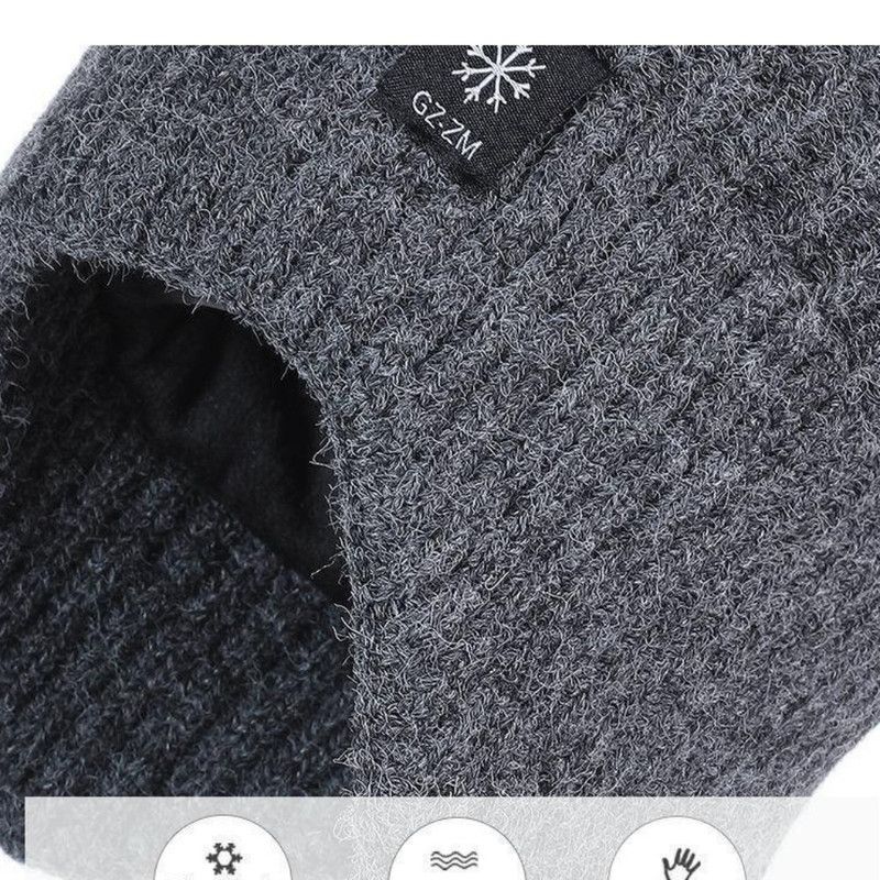 2-Pack - Men's Fleece-Lined Ear Protection Knit Beanie, Warm Thick Winter Hat for Dad or Grandpa - Gray โ image 3