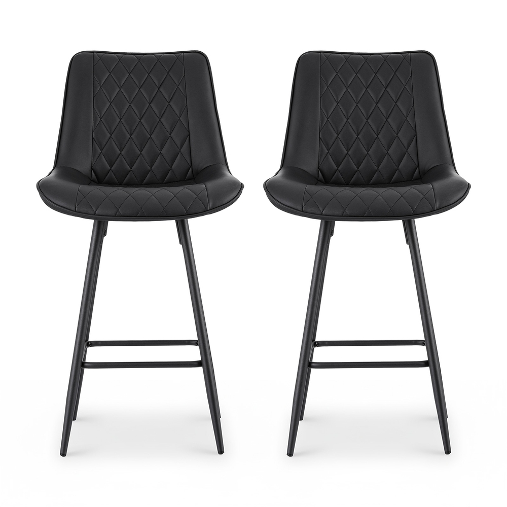 Artiss 2x Bar Stools Kitchen Dining Chair Counter Stool Diamond PU Leather Black โ image 3