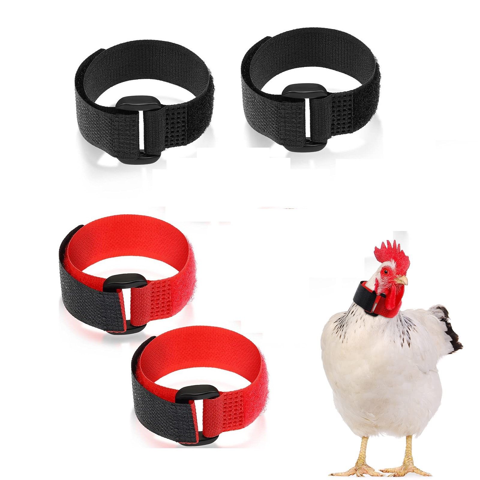 4Pcs Red Crow Rooster Collar, Collar Rooster CollarNo Crow Noise Neck Belt for Roosters Collars, Harnesses and Leashes