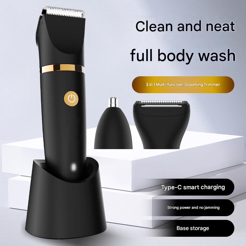 3-in-1 Men's Electric Body Groomer & Hair Clipper Kit - Waterproof, USB-C Rechargeable with Charging Dock(Upgraded gray) โ image 2