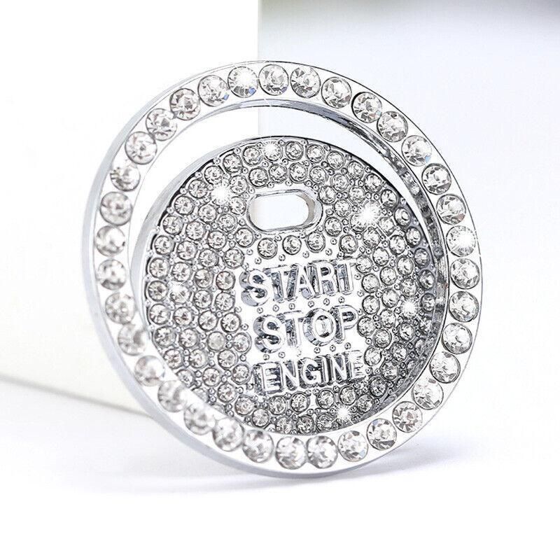Bling Crystal Ring For Car One Key Engine Start Stop Decoration Button - Blue โ image 5
